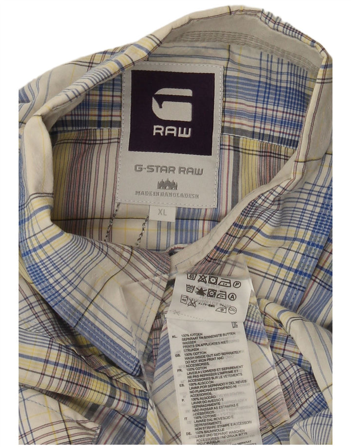 Camisa masculina G-Star gráfica de manga curta XL algodão xadrez multicolorido