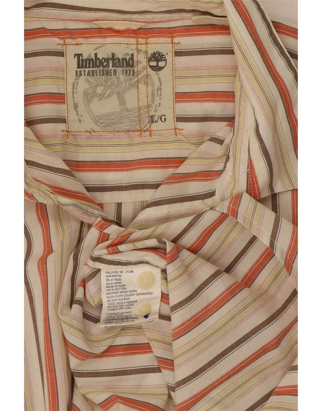 Camisa masculina Timberland grande listrada multicolorida de algodão