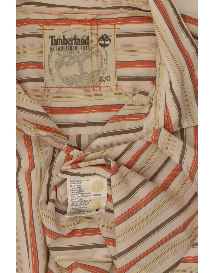 Camisa masculina Timberland grande listrada multicolorida de algodão
