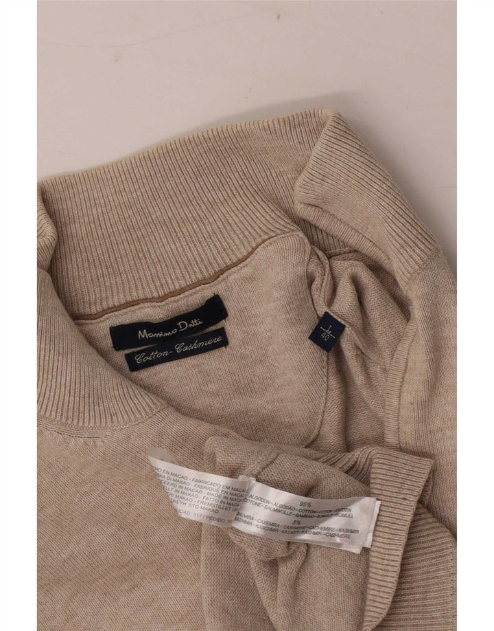 Suéter masculino Massimo Dutti com zíper e gola grande de algodão cinza