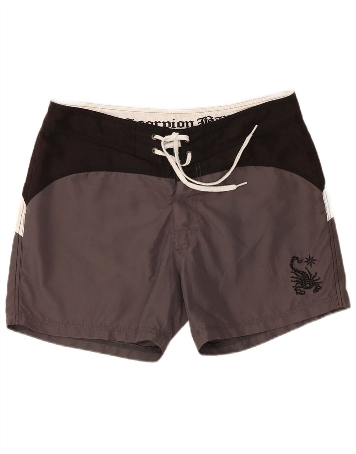 Shorts de natação masculino Scorpion Bay gráfico grande poliéster colorblock cinza