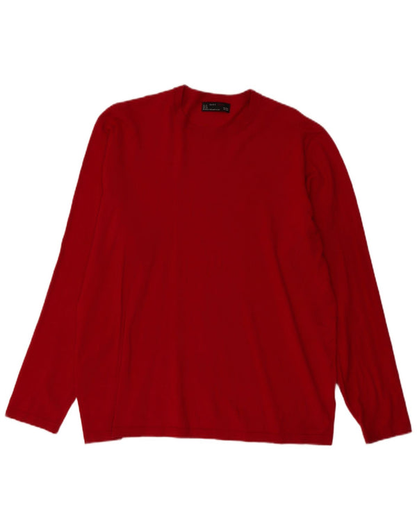 ZARA Mens Top Manga Longa XL Vermelho