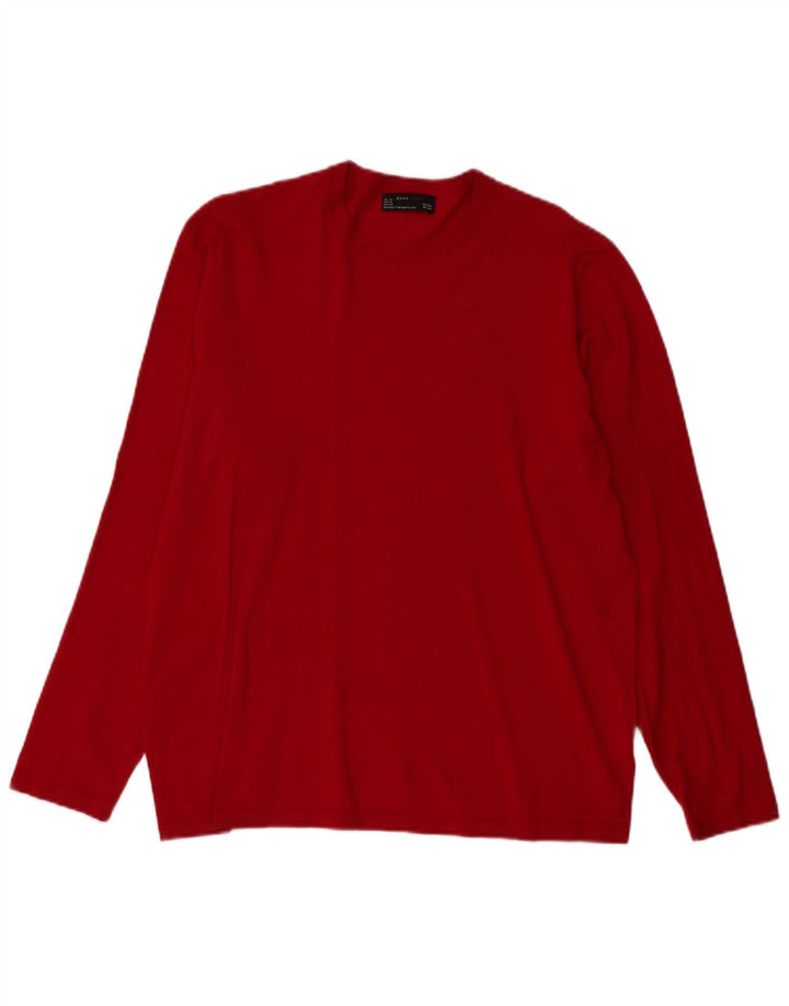 ZARA Mens Top Manga Longa XL Vermelho