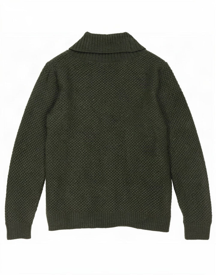 Suéter masculino Marks & Spencer com decote em V pequeno acrílico verde