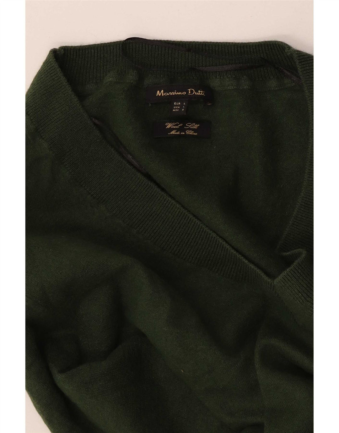 Suéter feminino Massimo Dutti com decote em V Reino Unido 14 grande verde