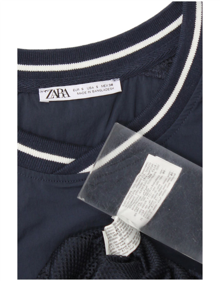 Zara Mens New York Graphic Loose Fit Pulôver Treino Top Pequeno Azul Marinho