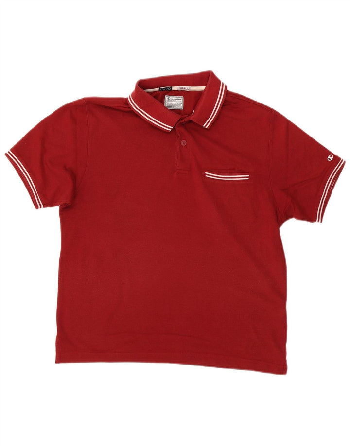 CAMPEÃO Camisa polo masculina Easy Fit pequena de algodão vermelho
