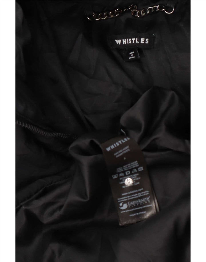 Casaco acolchoado grande com capuz feminino Whistles UK 10 poliéster preto pequeno