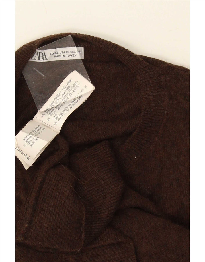 Suéter Zara masculino com gola redonda XL marrom viscose