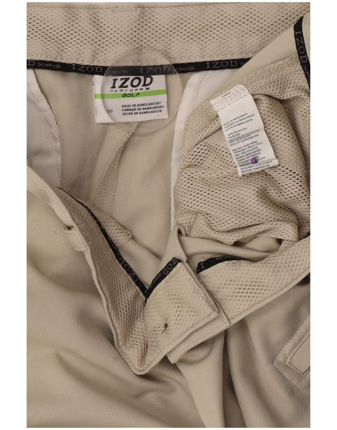 Izod Mens Cargo Shorts W36 Grande Poliéster Bege
