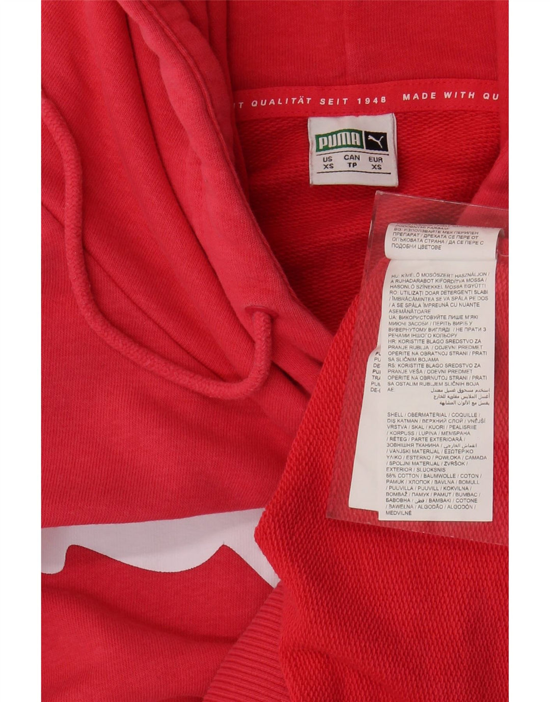 PUMA Womens Graphic Hoodie Jumper UK 6 XS Pink Cotton Vintage Puma and Second-Hand Puma from Messina Hembry 