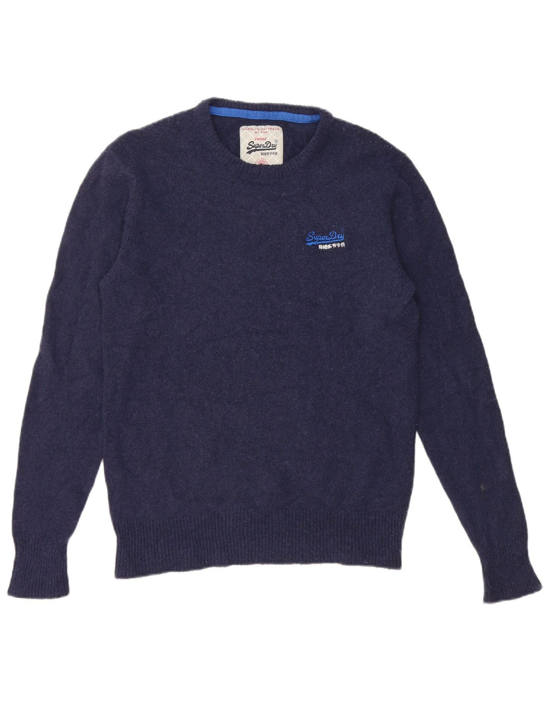 Suéter masculino Superdry com gola redonda, lã azul marinho médio