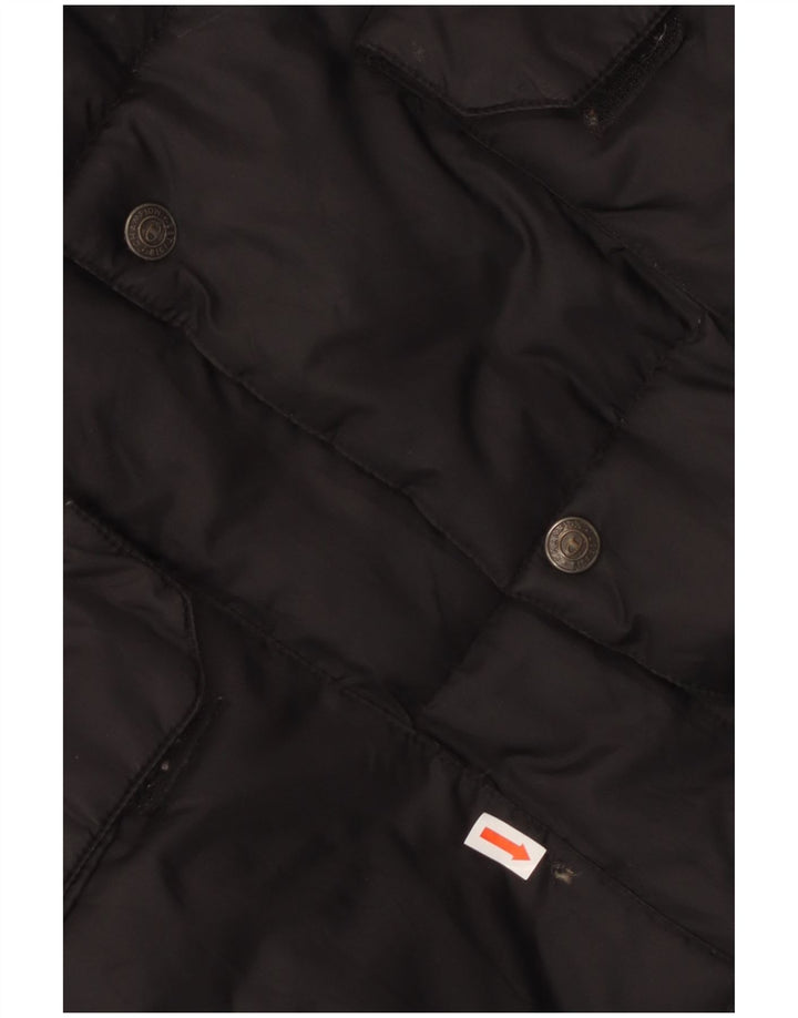 Jaqueta masculina acolchoada com capuz Champion UK 38 médio preto nylon