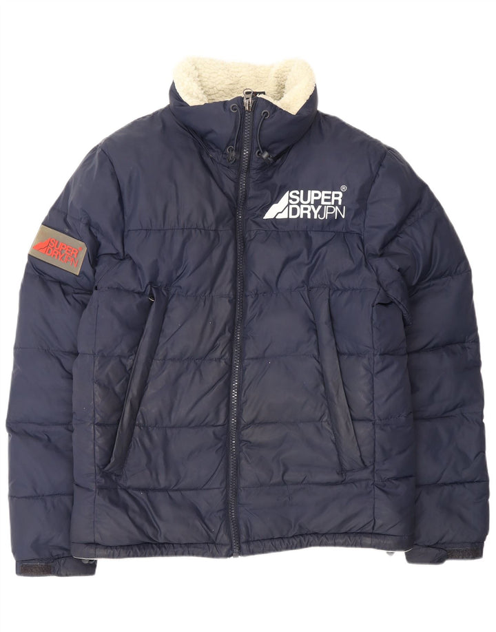 Jaqueta masculina Superdry Graphic acolchoada UK 40 grande nylon azul marinho