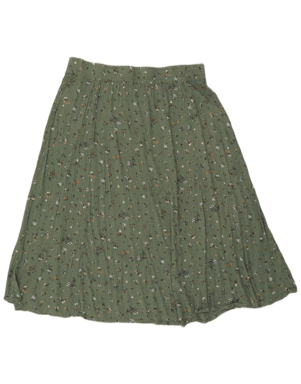 Saia evasê feminina Fat Face UK 18 XL W36 viscose floral verde