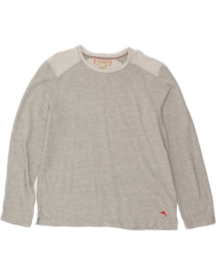 TOMMY BAHAMA Womens Sweatshirt Jumper UK 18 XL Grey Colourblock Cotton Vintage Tommy Bahama and Second-Hand Tommy Bahama from Messina Hembry 