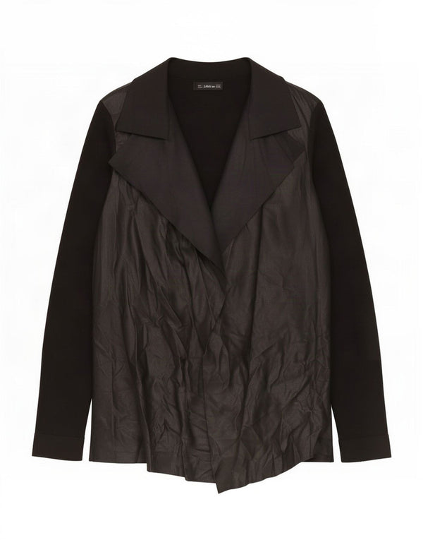 Zara Suéter Cardigan Aberto Feminino Reino Unido 14 Bloco Colorido Preto Médio