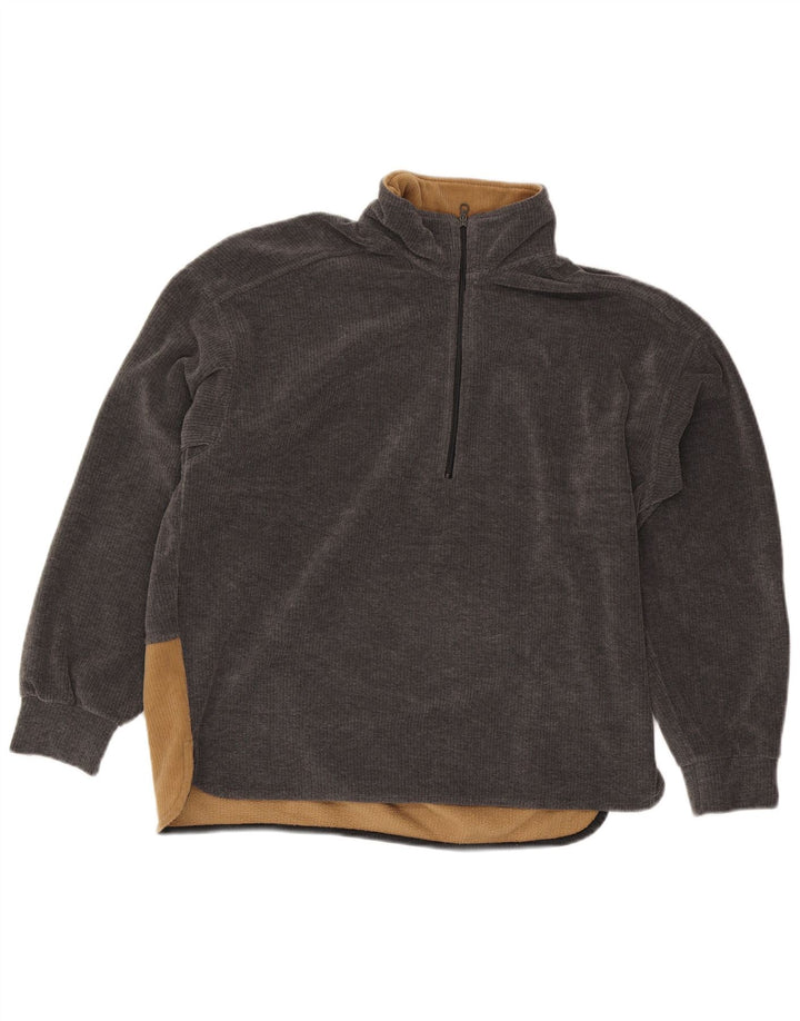 Suéter de lã masculino Think Pink com gola com zíper e bloco de cor cinza médio