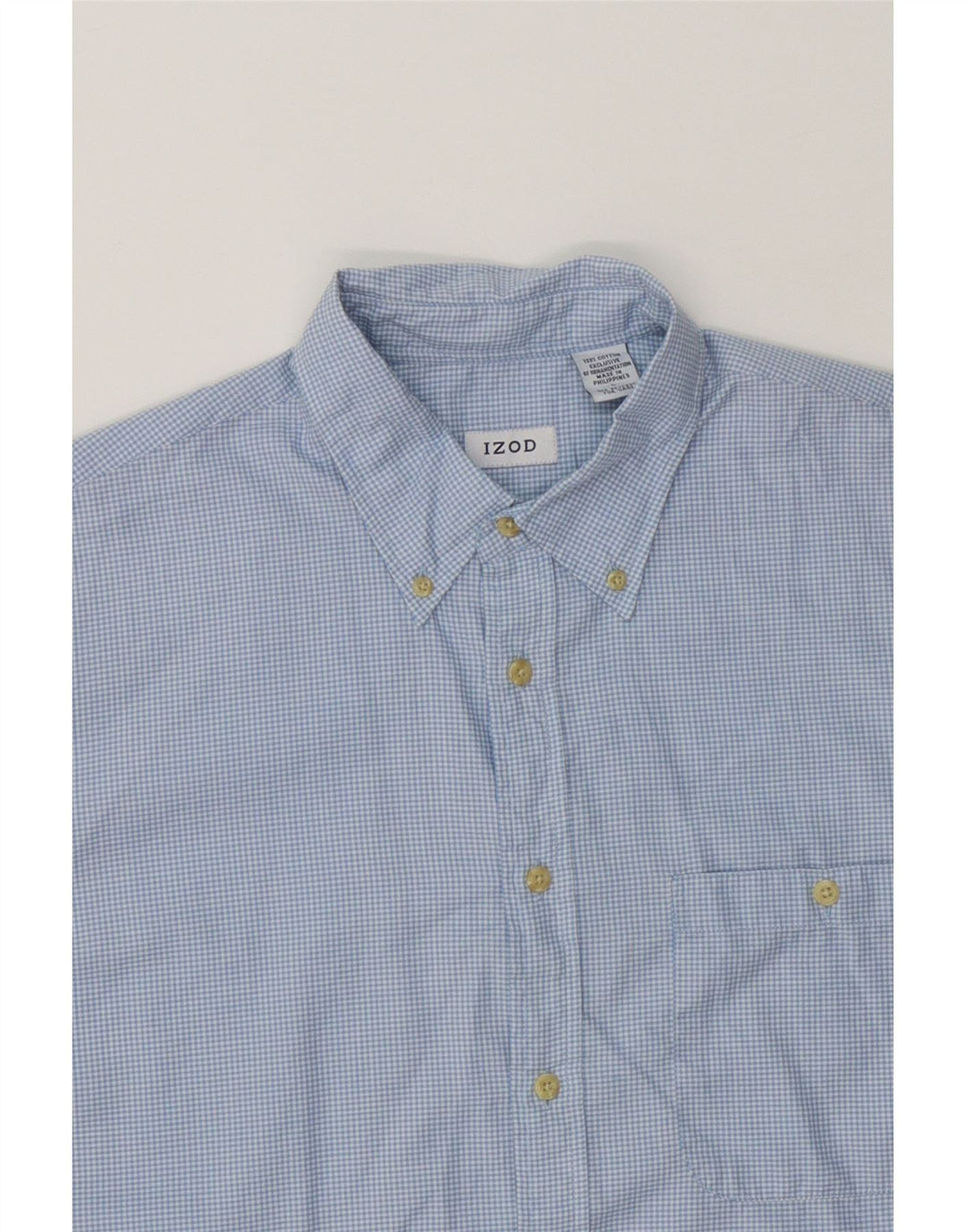 IZOD Mens Shirt Large Blue Check Cotton Vintage Izod and Second-Hand Izod from Messina Hembry 