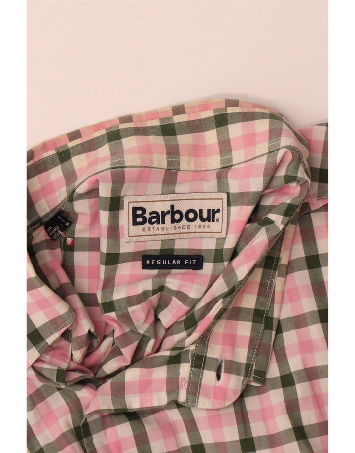 Camisa masculina Barbour Regular Fit grande rosa guingão