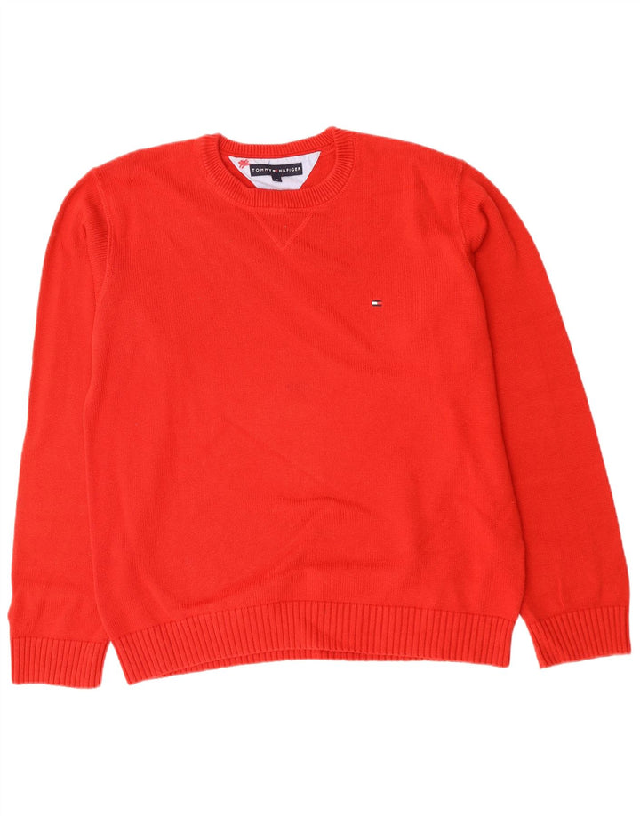 Suéter masculino TOMMY HILFIGER com gola redonda, algodão vermelho médio