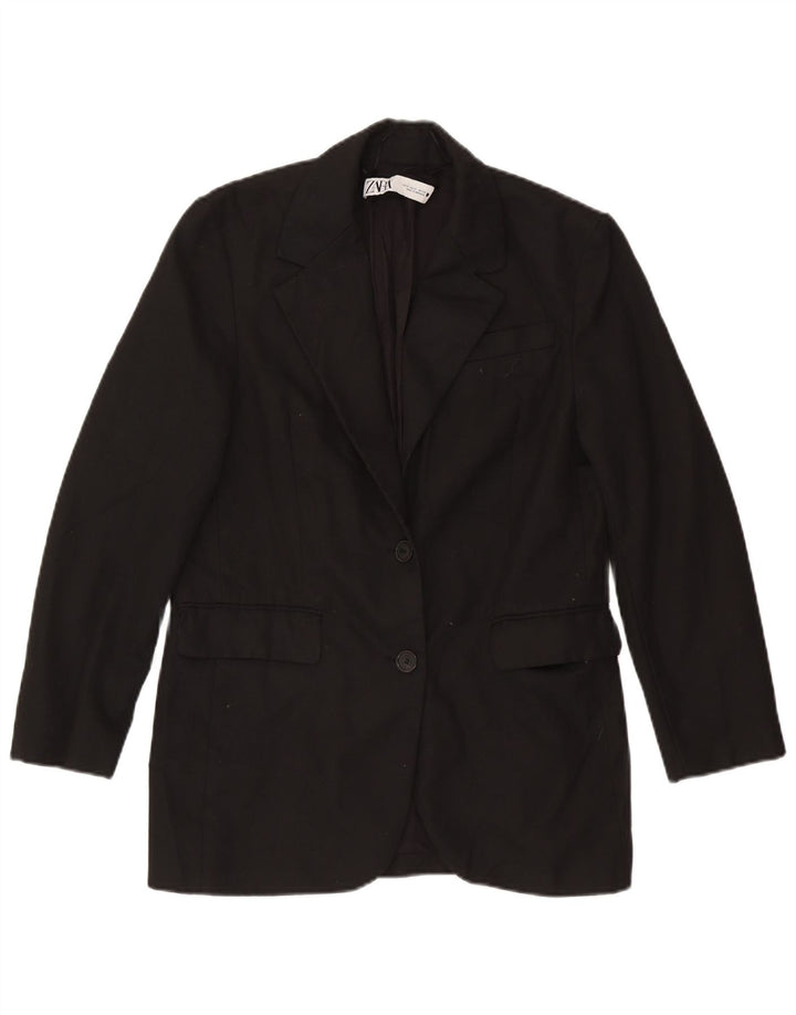 Jaqueta blazer feminina Zara com 2 botões Reino Unido 10 pequena viscose preta