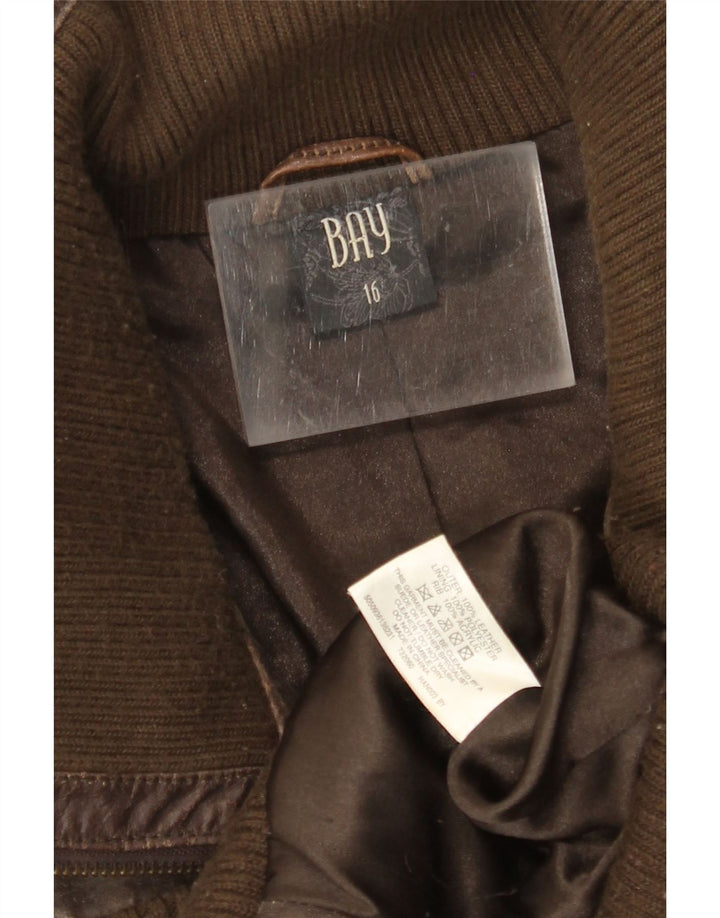 Jaqueta feminina de couro BAY UK 16 grande couro marrom