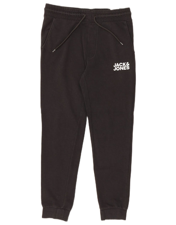 Calça de treino masculina Jack & Jones com estampa gráfica de algodão preto médio