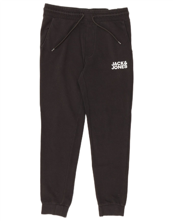 Calça de treino masculina Jack & Jones com estampa gráfica de algodão preto médio