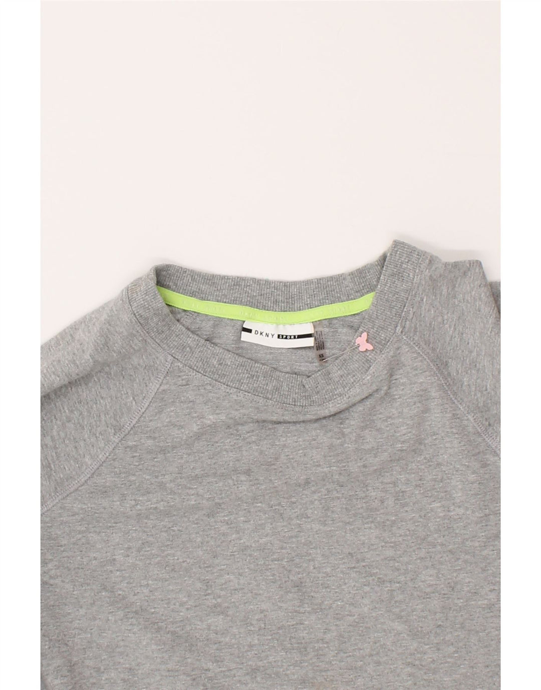 DKNY Womens Oversized Crop Sweatshirt Jumper UK 6 XS Grey Colourblock Vintage Dkny and Second-Hand Dkny from Messina Hembry 