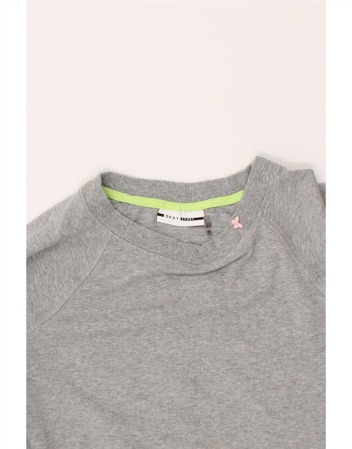 DKNY Womens Oversized Crop Sweatshirt Jumper UK 6 XS Grey Colourblock Vintage Dkny and Second-Hand Dkny from Messina Hembry 
