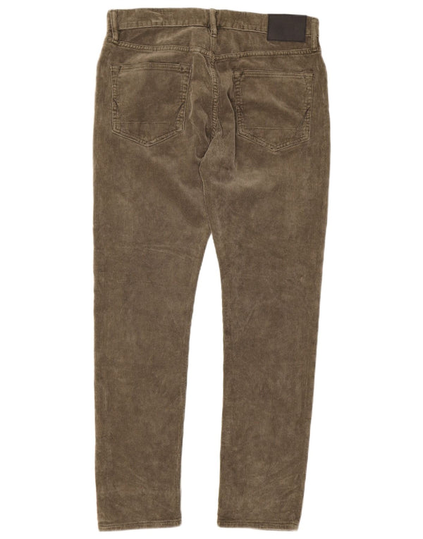 Calça masculina de veludo cotelê All Saints W32 L30 algodão cáqui