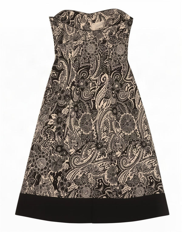 Coast Womens Strapless Dress UK 8 Small Black Paisley Cotton