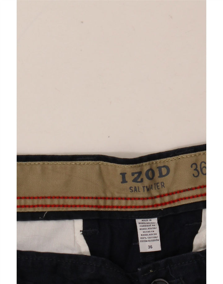 Shorts chino masculino IZOD água salgada W36 grande algodão azul marinho