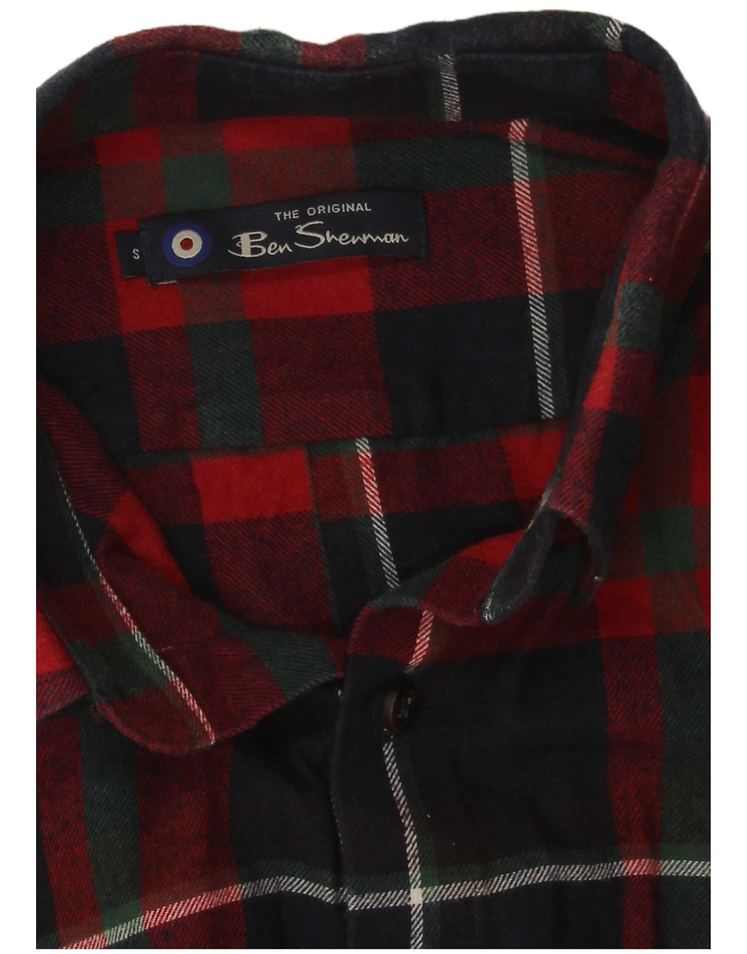 Camisa masculina de flanela Ben Sherman pequena algodão xadrez azul marinho