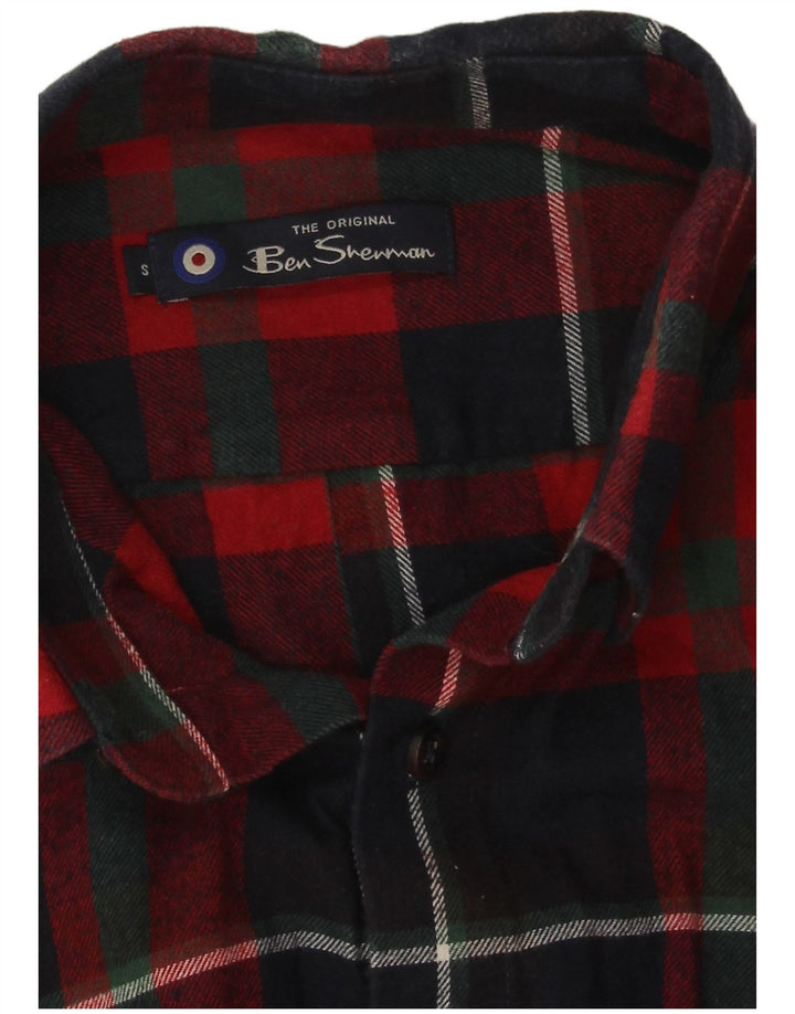 Camisa masculina de flanela Ben Sherman pequena algodão xadrez azul marinho