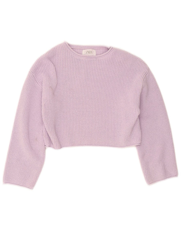 Suéter Zara Girls Crop Boat Neck Jumper 13-14 anos Roxo Poliéster
