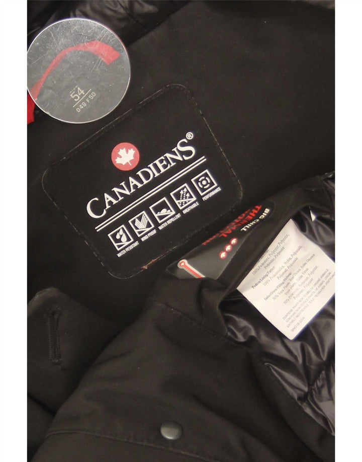 Sobretudo feminino canadense com capuz IT 54 3XL poliéster preto