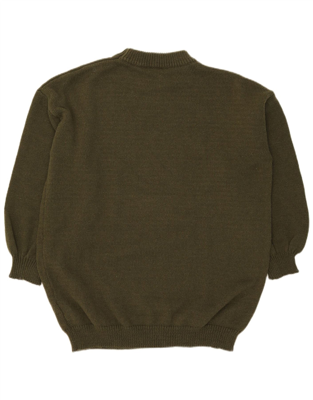 Suéter masculino vintage com gola redonda, grande poliéster cáqui