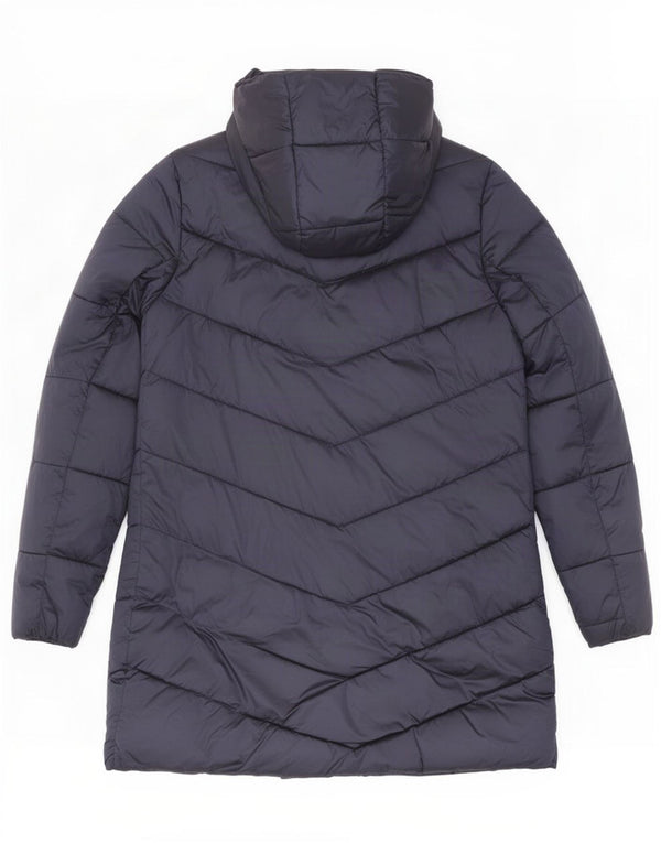Casaco feminino acolchoado com capuz e capuz Barbour UK 8 pequeno azul marinho