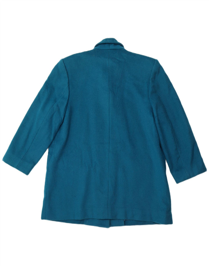 LONDON FOG Casaco feminino duplo breasted US 12 grande lã azul