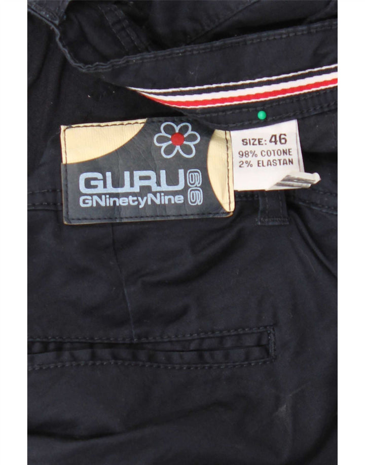 Guru Womens Chino Shorts IT 46 Grande W34 Azul Marinho Algodão