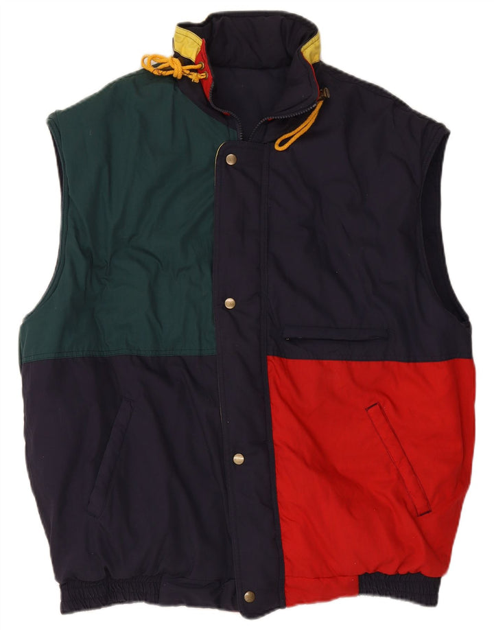 Colete acolchoado reversível masculino VINTAGE UK 42 XL azul marinho Colourblock