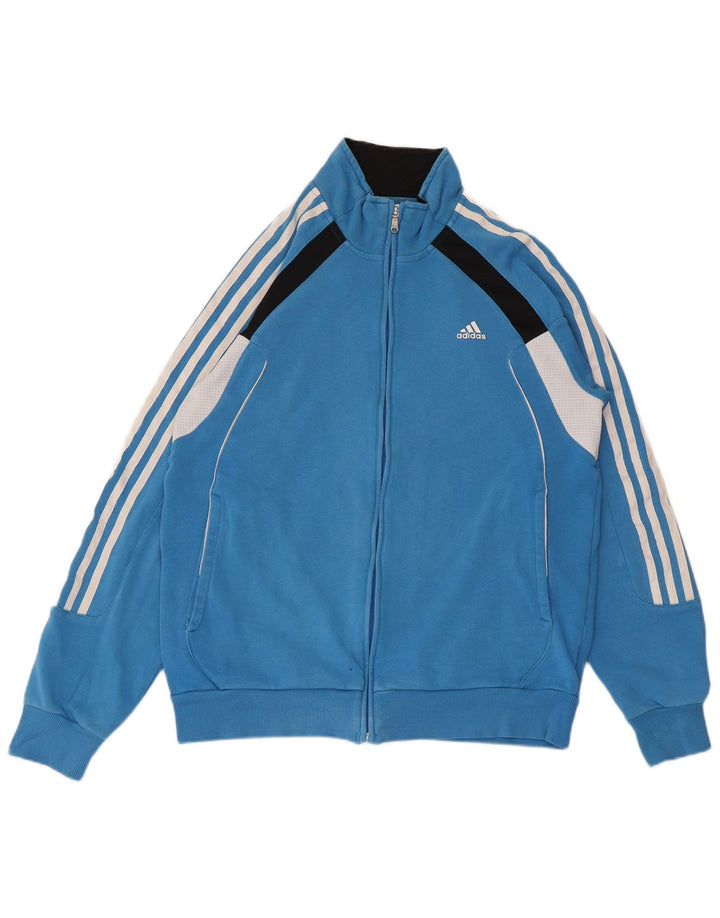 ADIDAS Mens Tracksuit Top Jacket UK 40/42 Médio Azul Colourblock Algodão