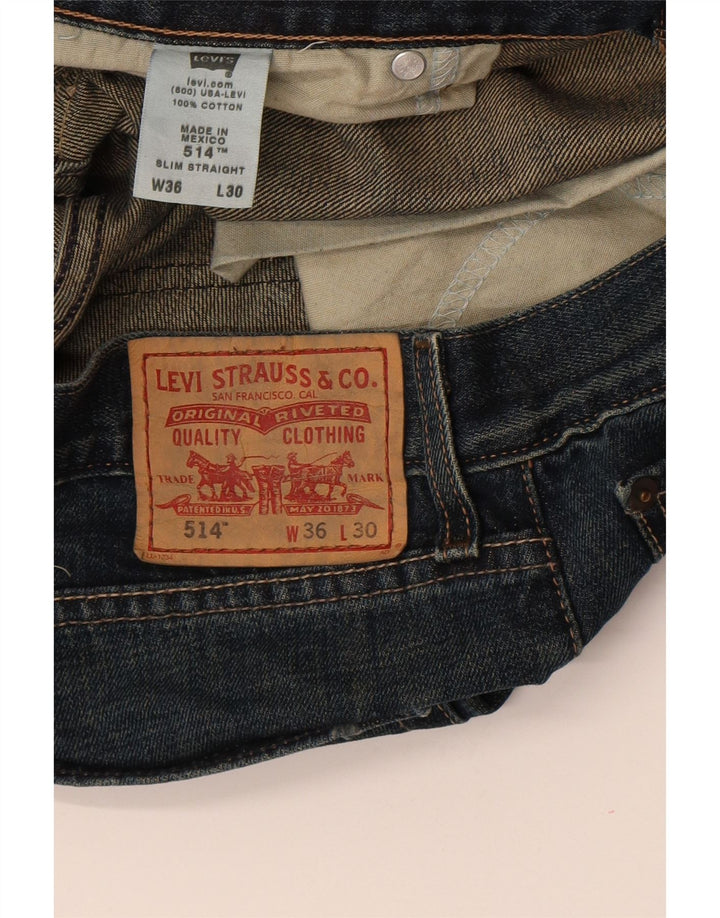Levi's Masculino 514 Slim Straight Jeans W36 L30 Azul Algodão
