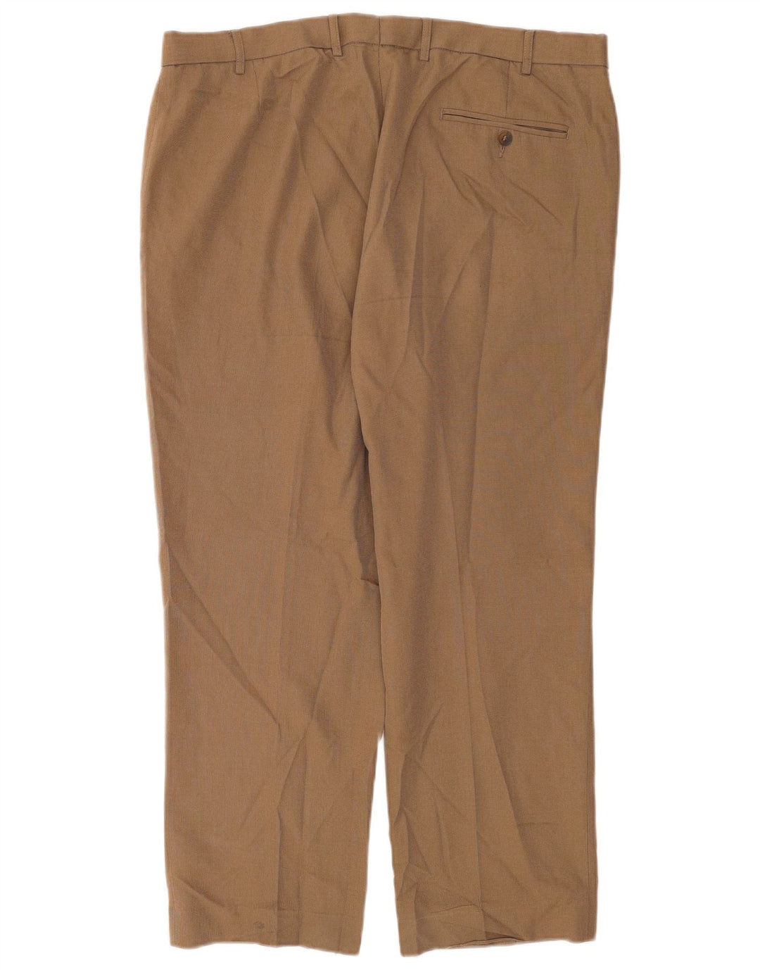 Calça masculina de ajuste regular Marks & Spencer W38 L29 poliéster bege