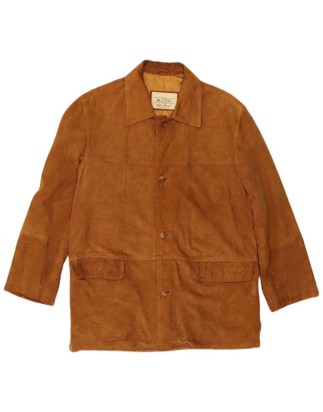 Jaqueta masculina vintage de camurça IT 46 pequena couro marrom clássico