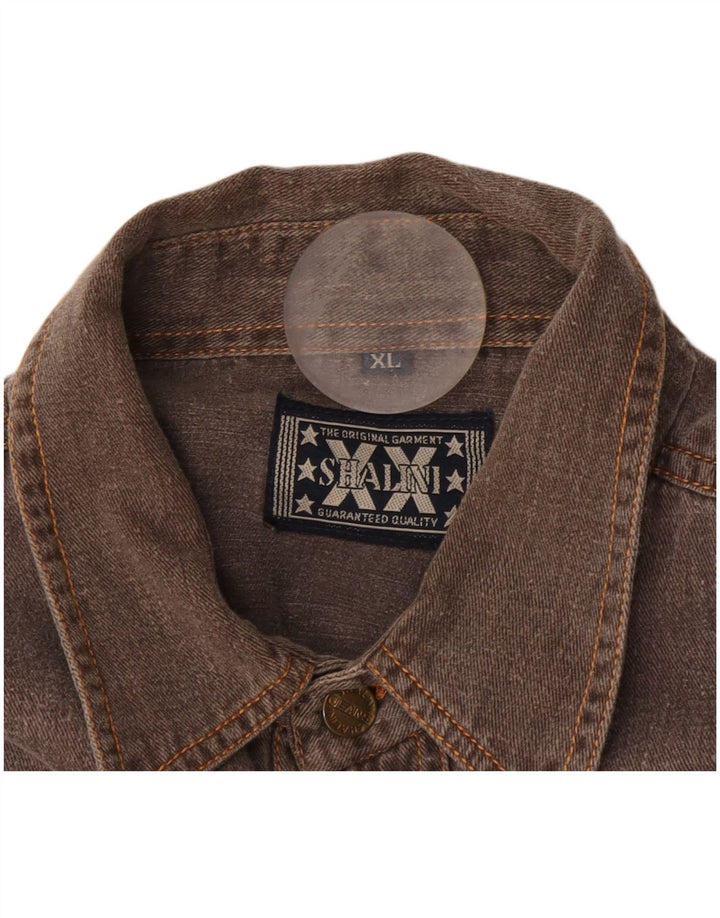 Camisa jeans masculina vintage XL marrom