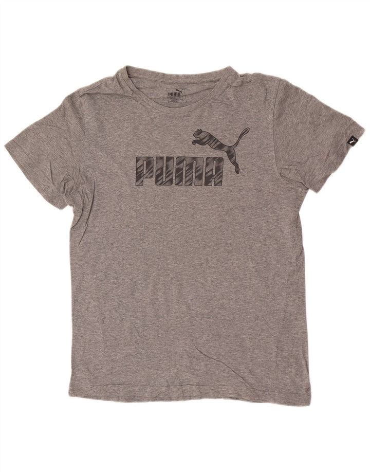 Camiseta masculina Puma Graphic Top cinza médio algodão manchado
