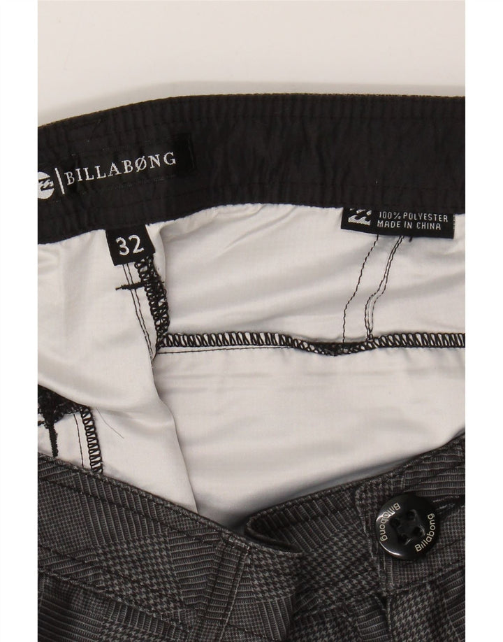 BILLABONG Mens Chino Shorts W32 Poliéster Houndstooth Cinza Médio